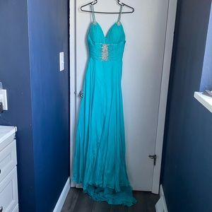 Mac Duggal Couture Aqua Tiffany Blue Gown